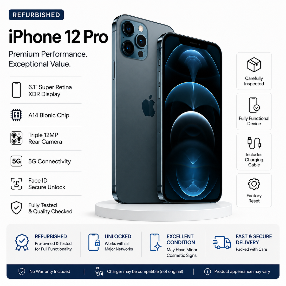 Apple iPhone 12 Pro (Refurbished) – 256GB | Fully Tested | Unlocked